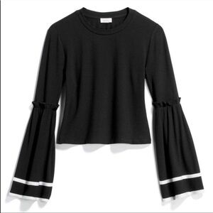 Stitch Fix l Pixley Black Bell Sleeve Crop Top, Medium